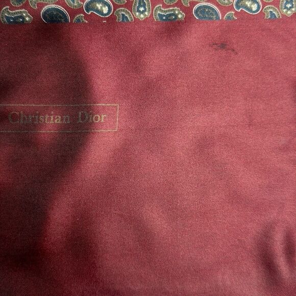 Christian Dior Men’s Reversible Doubted Scarf Silk Wool Burgundy Paisley Vintage - Picture 8 of 9
